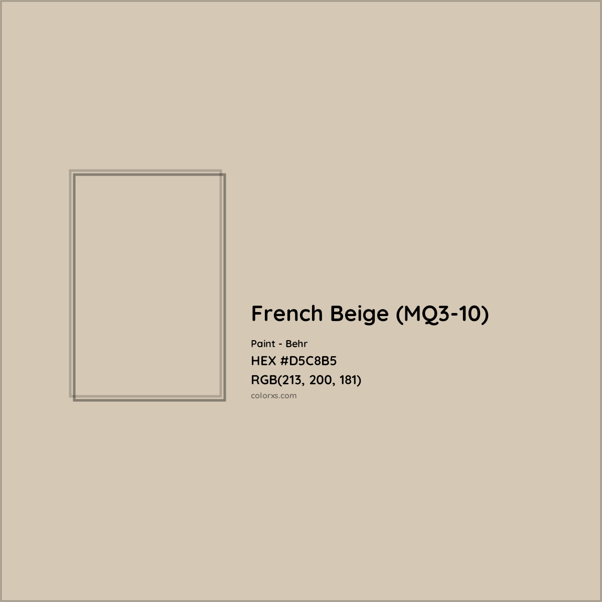 HEX #D5C8B5 French Beige (MQ3-10) Paint Behr - Color Code