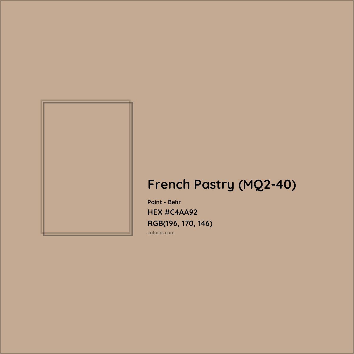 HEX #C4AA92 French Pastry (MQ2-40) Paint Behr - Color Code