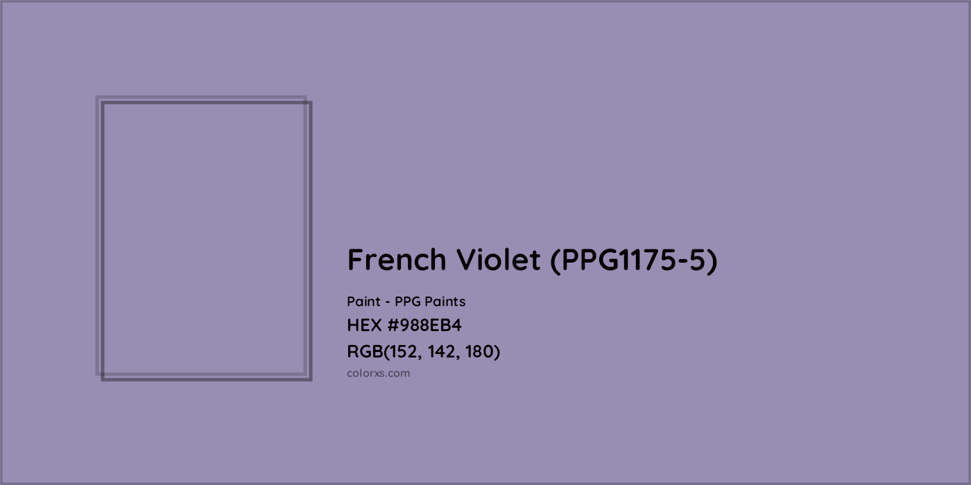 HEX #988EB4 French Violet (PPG1175-5) Paint PPG Paints - Color Code