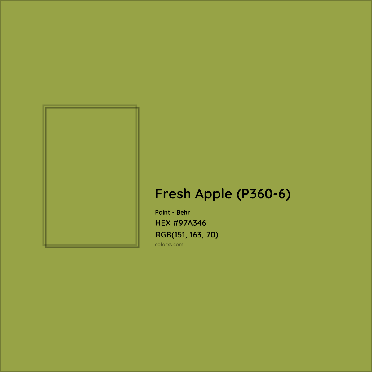 HEX #97A346 Fresh Apple (P360-6) Paint Behr - Color Code