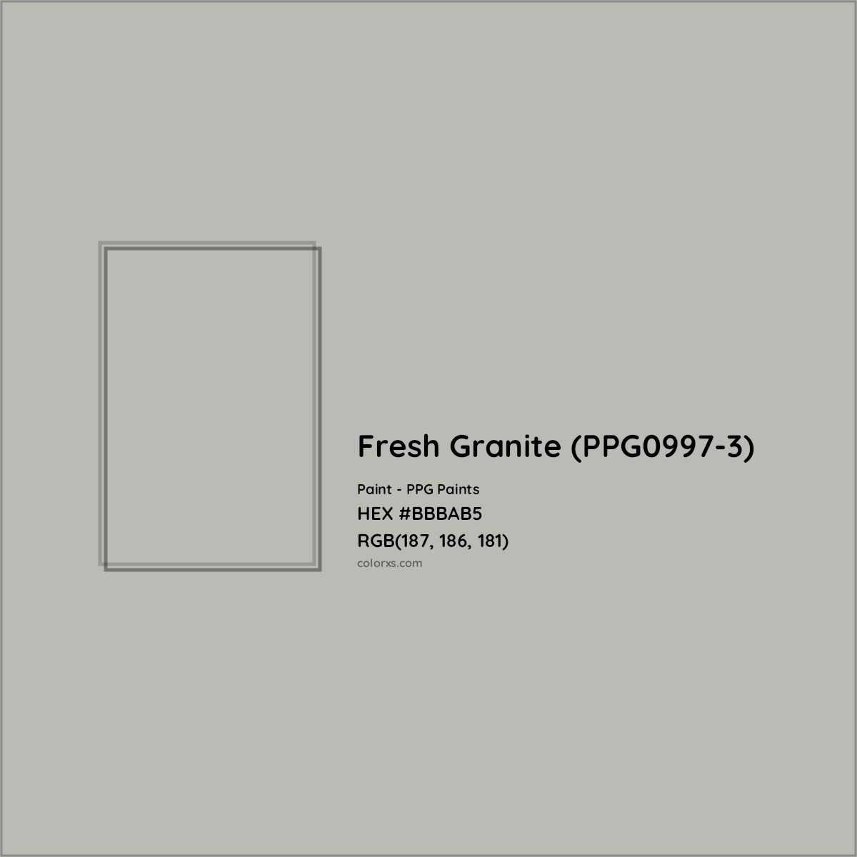 HEX #BBBAB5 Fresh Granite (PPG0997-3) Paint PPG Paints - Color Code