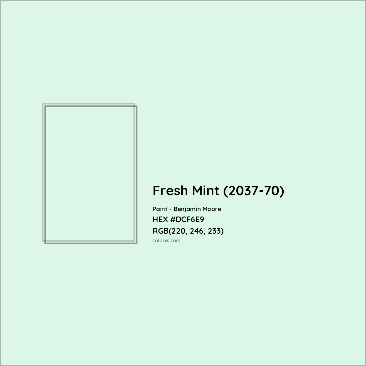 HEX #DCF6E9 Fresh Mint (2037-70) Paint Benjamin Moore - Color Code