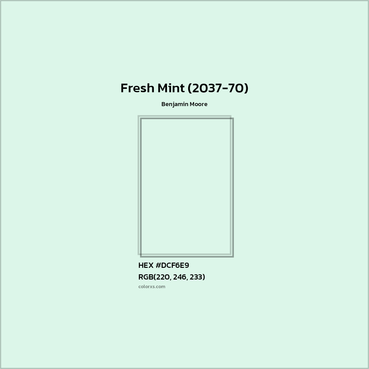 HEX #DCF6E9 Fresh Mint (2037-70) Paint Benjamin Moore - Color Code