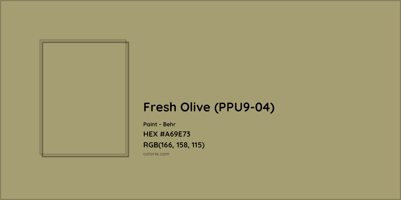 HEX #A69E73 Fresh Olive (PPU9-04) Paint Behr - Color Code