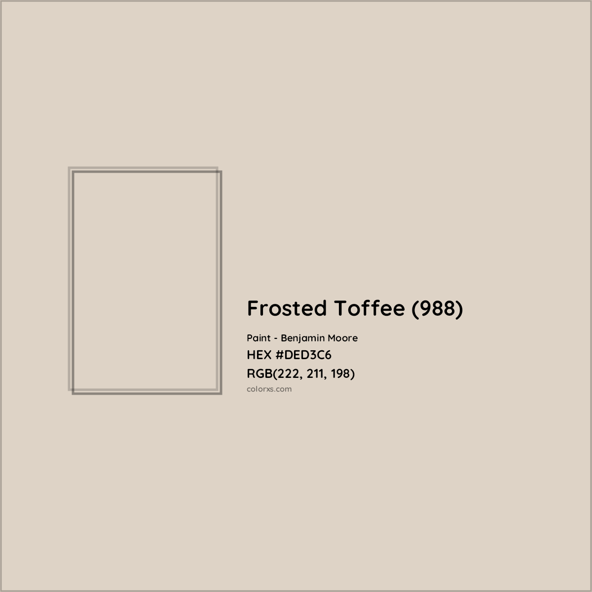 HEX #DED3C6 Frosted Toffee (988) Paint Benjamin Moore - Color Code