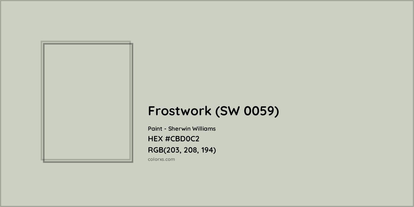 HEX #CBD0C2 Frostwork (SW 0059) Paint Sherwin Williams - Color Code