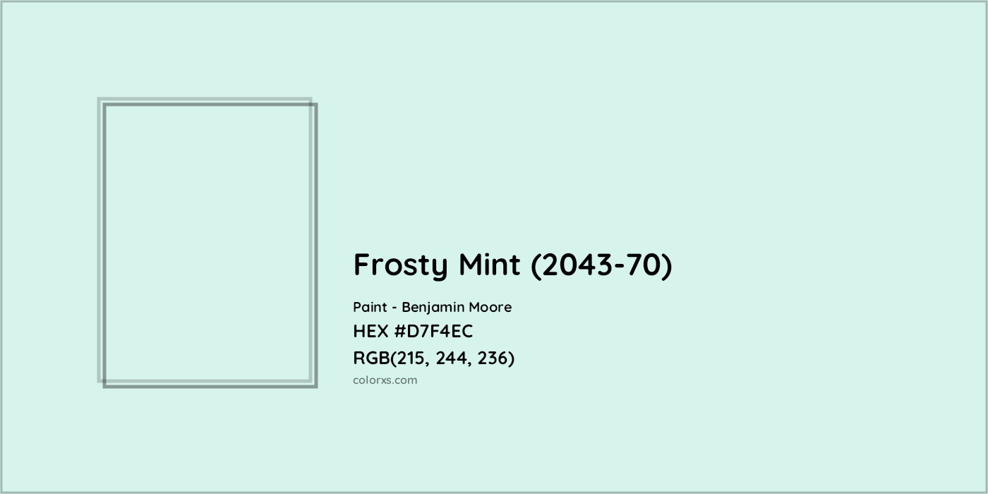 HEX #D7F4EC Frosty Mint (2043-70) Paint Benjamin Moore - Color Code