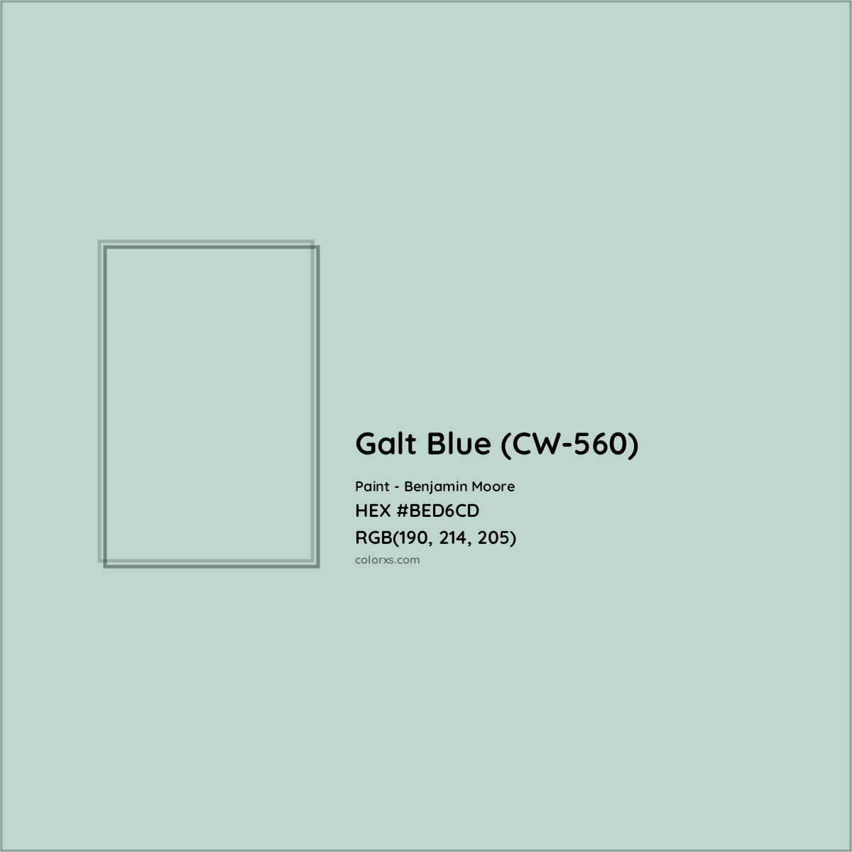 HEX #BED6CD Galt Blue (CW-560) Paint Benjamin Moore - Color Code