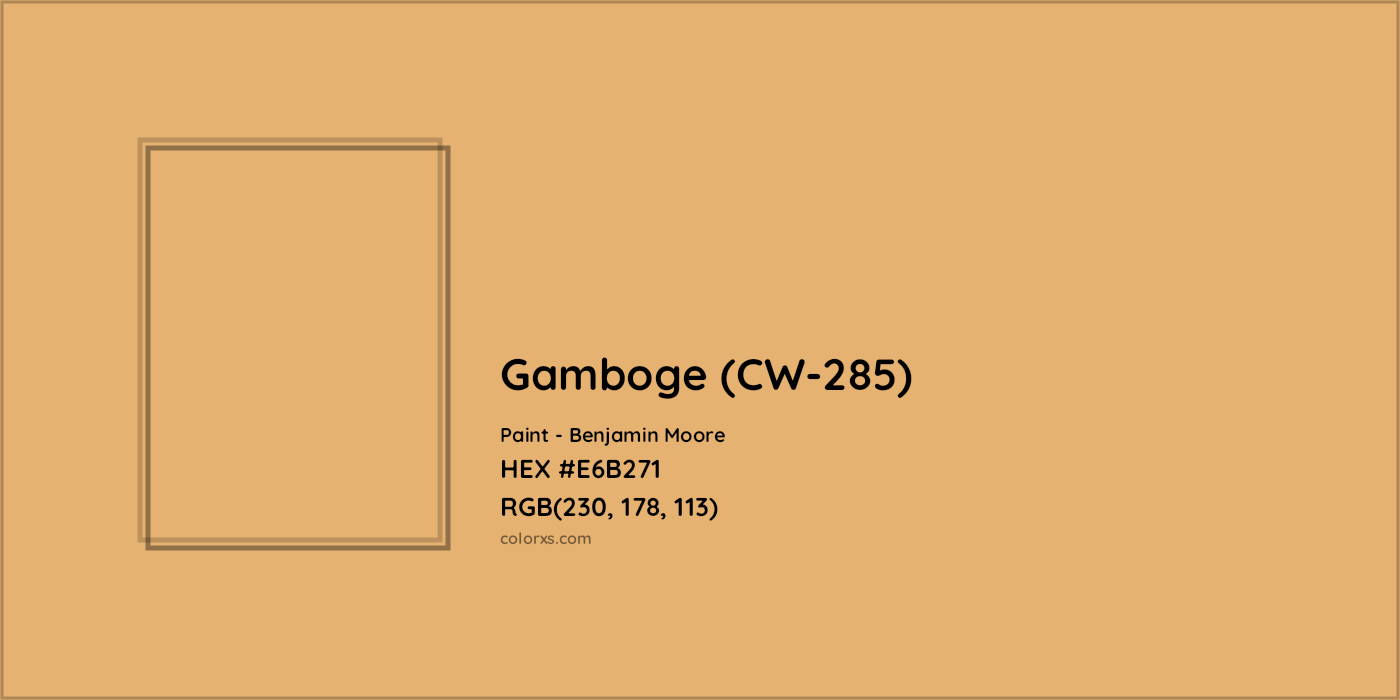 HEX #E6B271 Gamboge (CW-285) Paint Benjamin Moore - Color Code