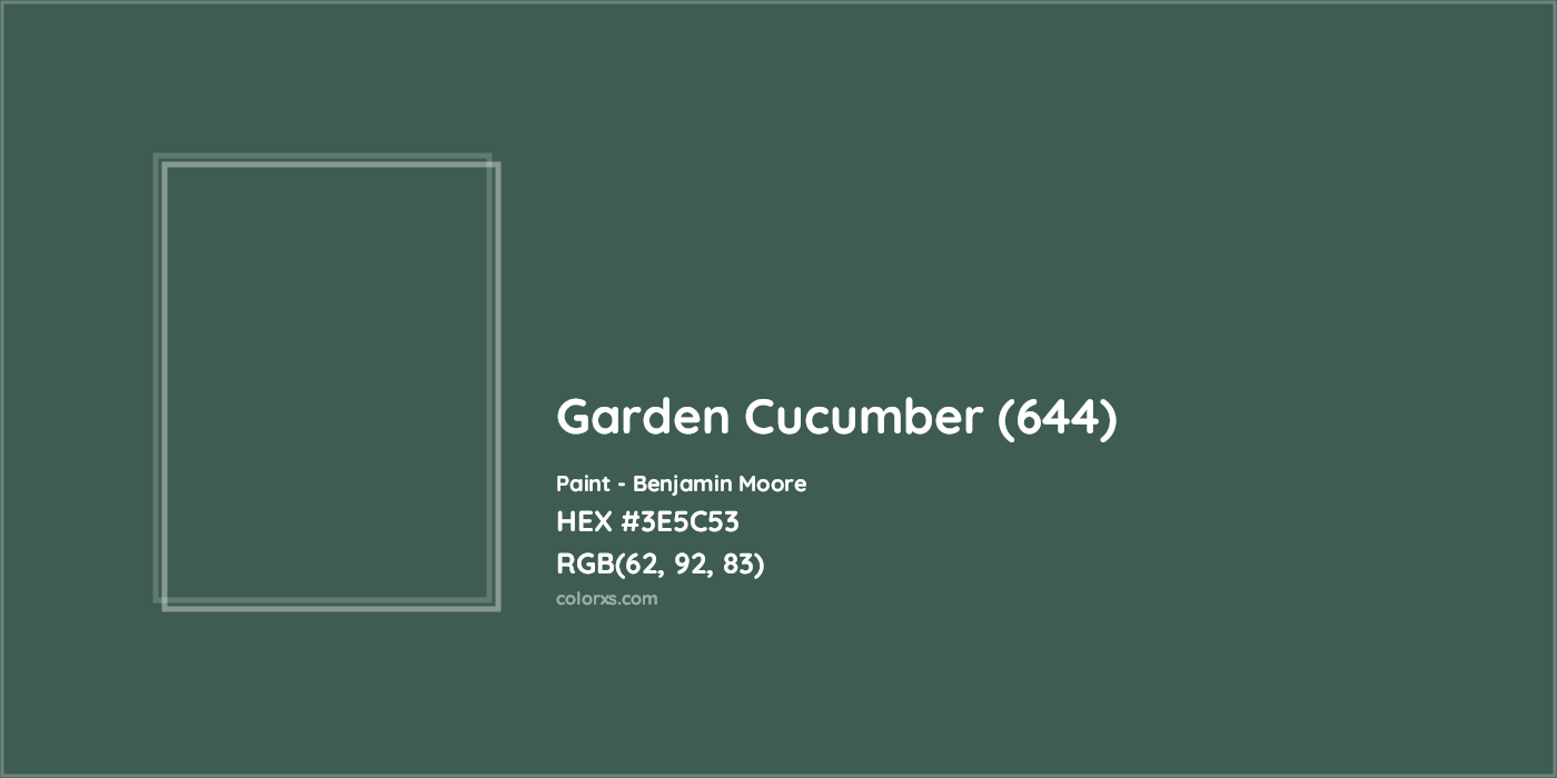 HEX #3E5C53 Garden Cucumber (644) Paint Benjamin Moore - Color Code