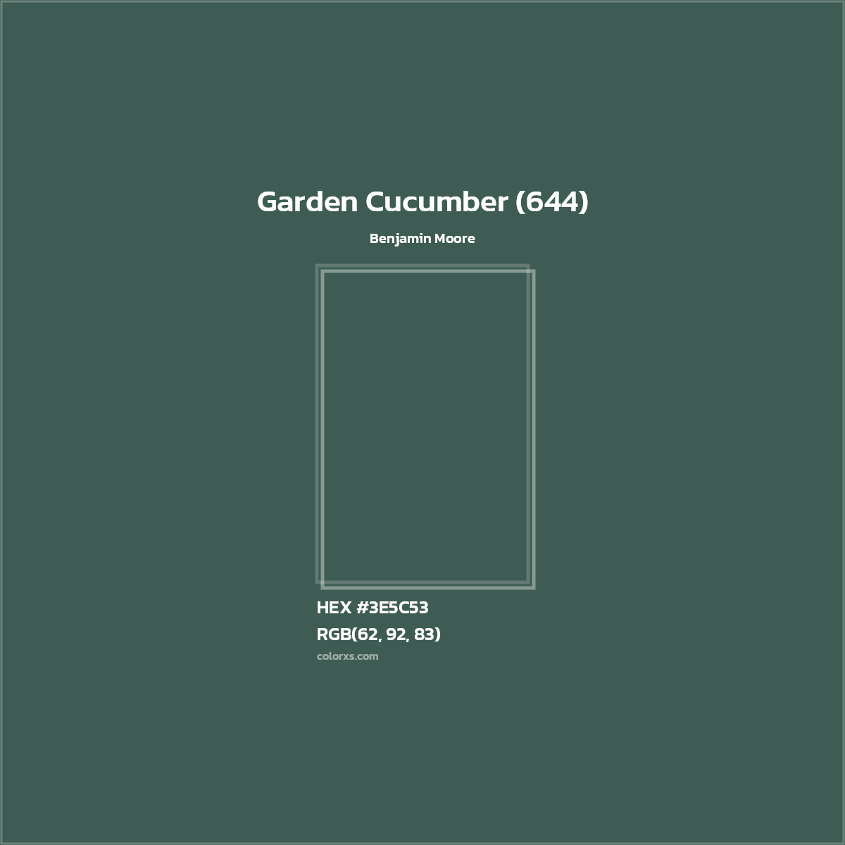 HEX #3E5C53 Garden Cucumber (644) Paint Benjamin Moore - Color Code