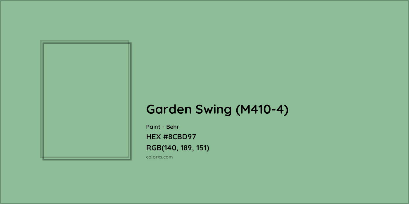 HEX #8CBD97 Garden Swing (M410-4) Paint Behr - Color Code