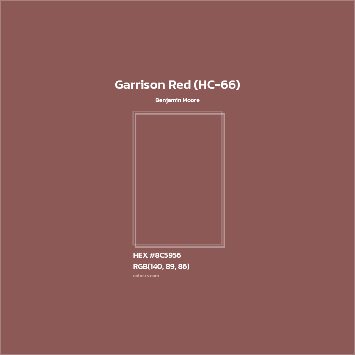 HEX #8C5956 Garrison Red (HC-66) Paint Benjamin Moore - Color Code