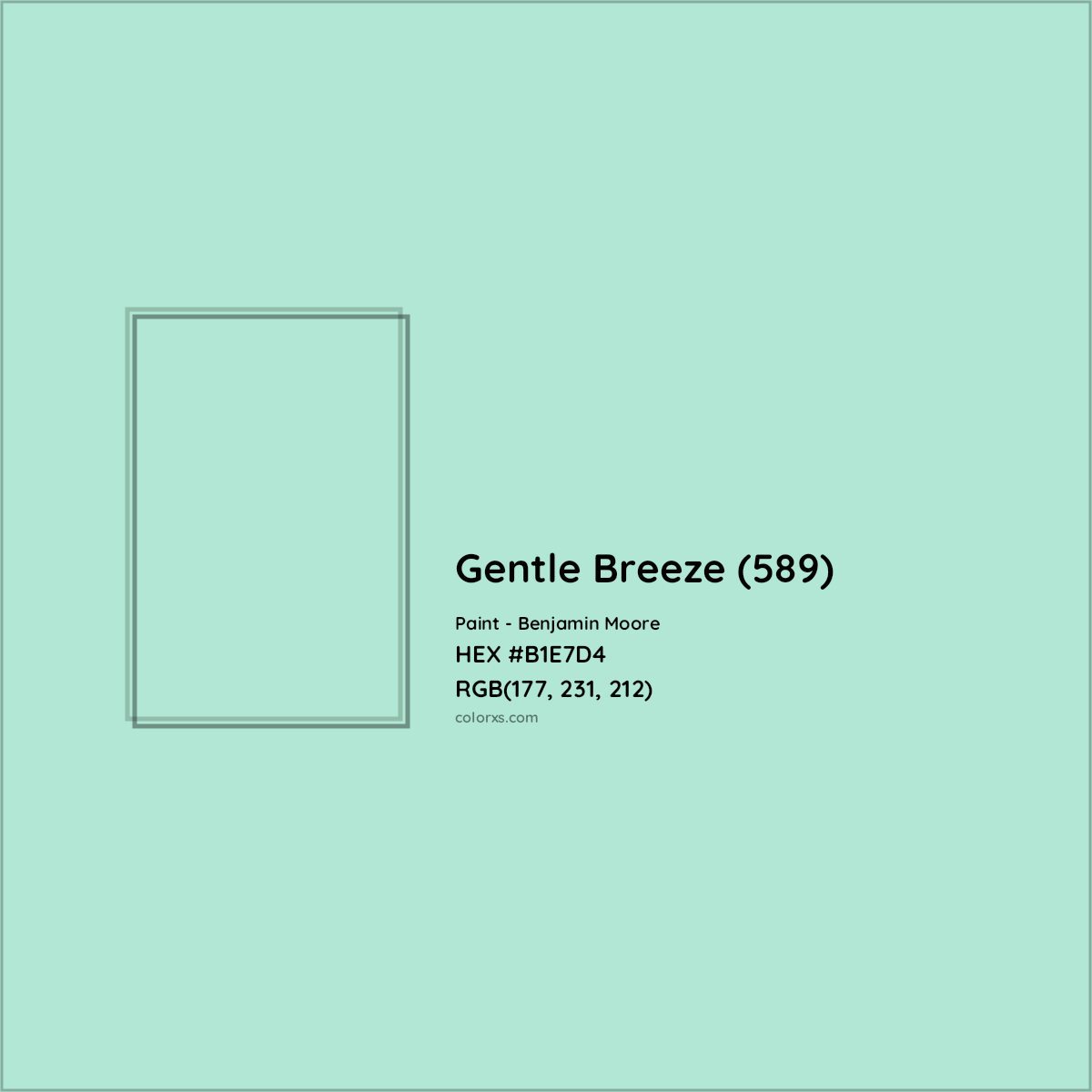 HEX #B1E7D4 Gentle Breeze (589) Paint Benjamin Moore - Color Code