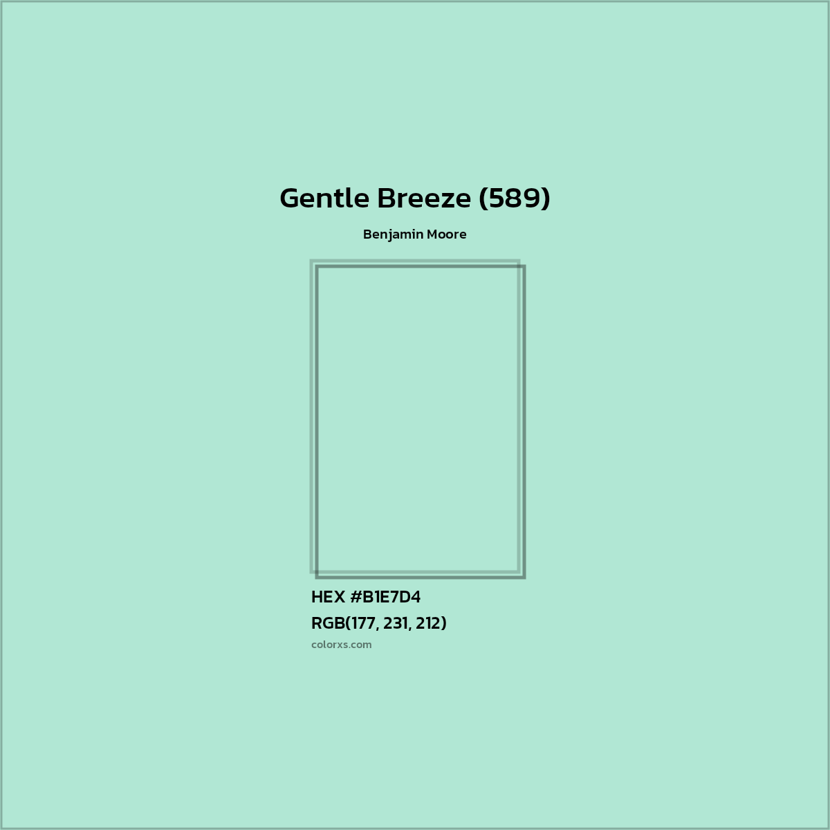 HEX #B1E7D4 Gentle Breeze (589) Paint Benjamin Moore - Color Code