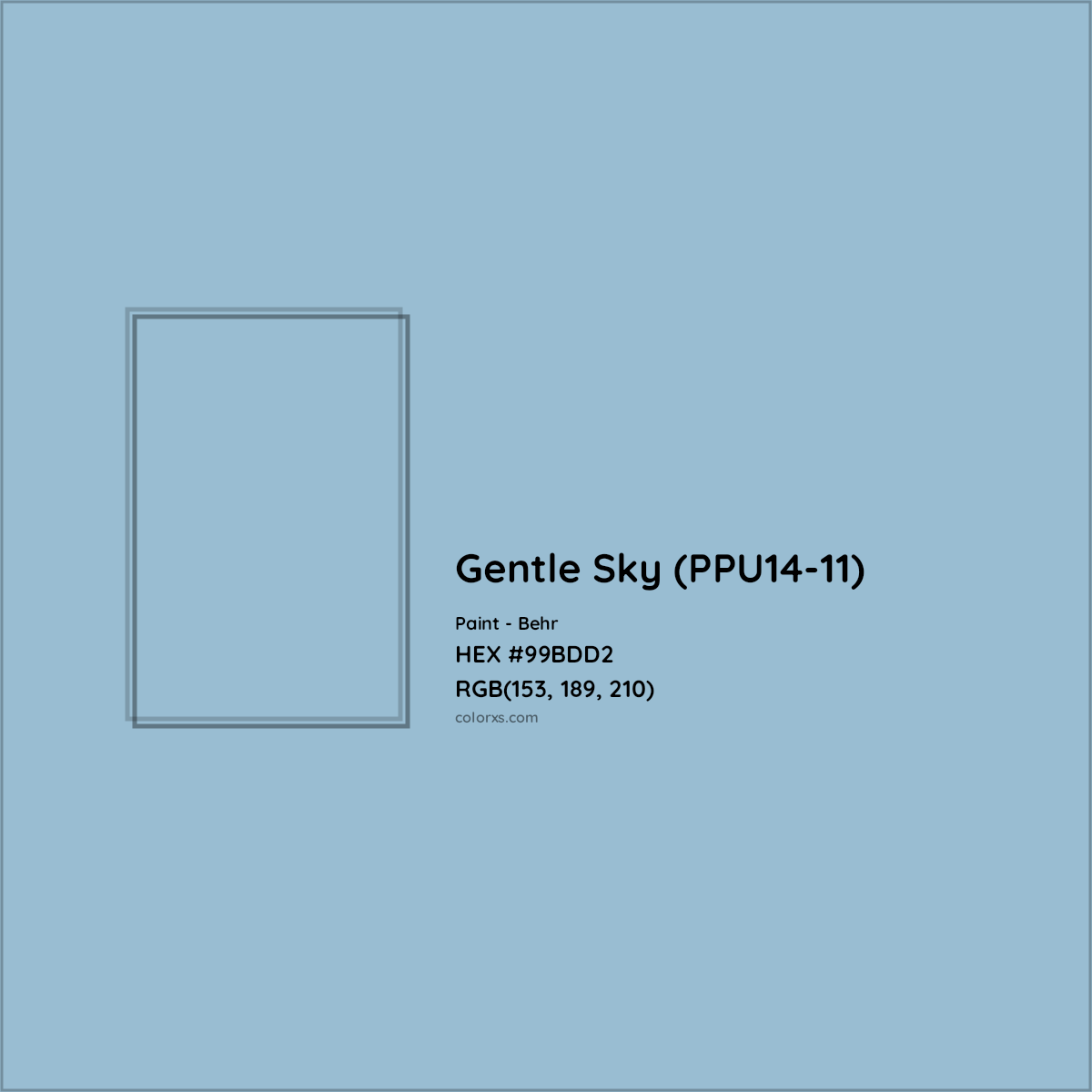 HEX #99BDD2 Gentle Sky (PPU14-11) Paint Behr - Color Code