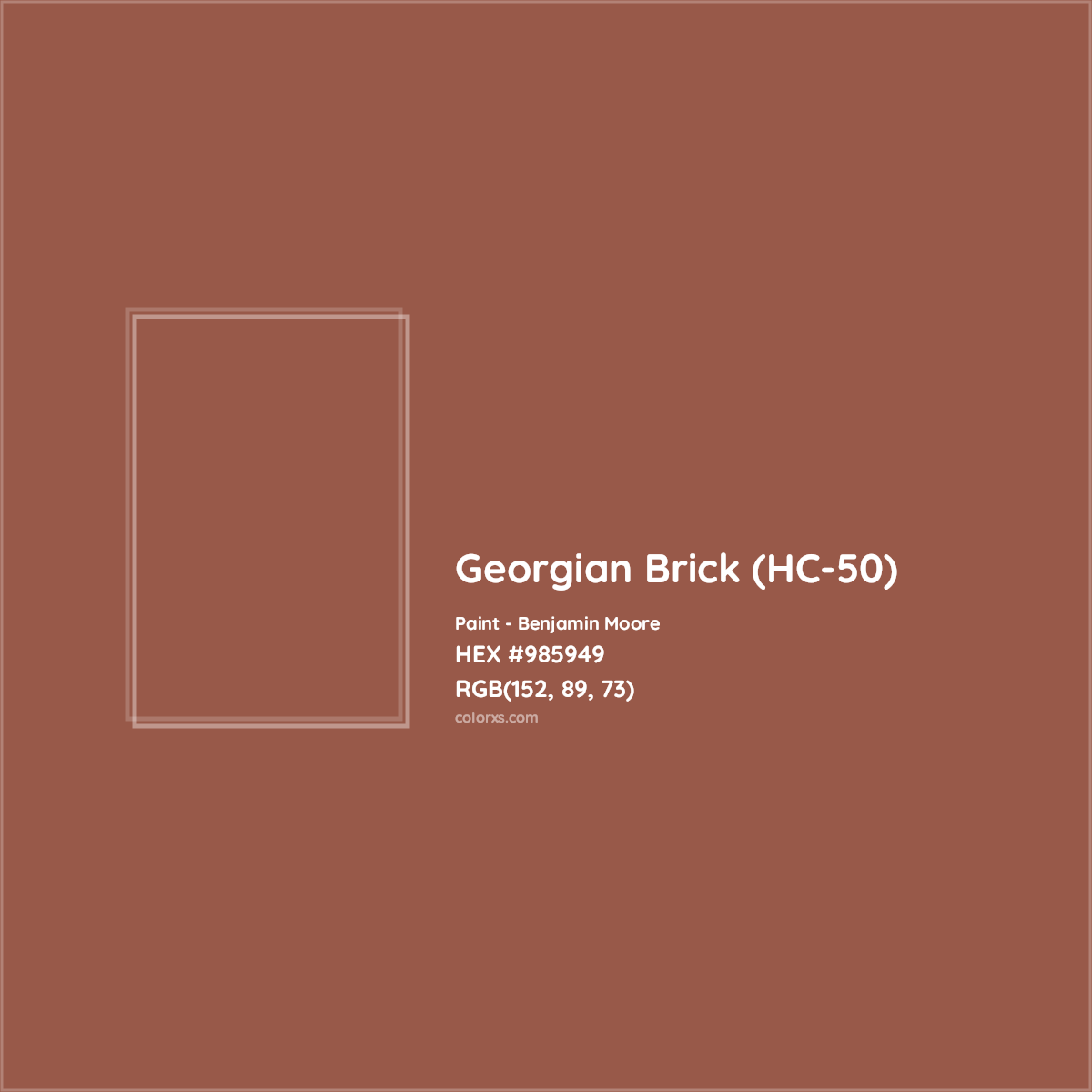 HEX #985949 Georgian Brick (HC-50) Paint Benjamin Moore - Color Code