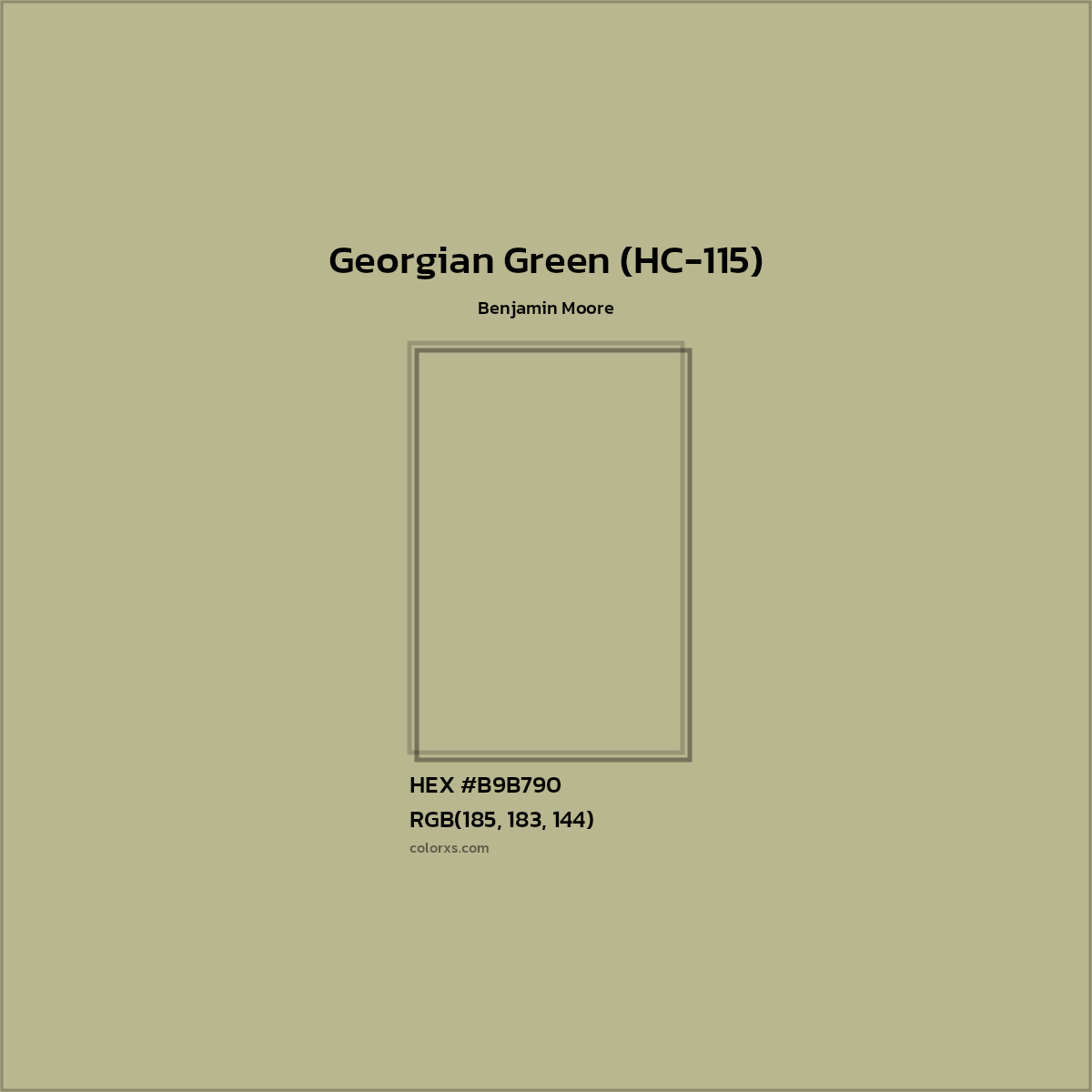 HEX #B9B790 Georgian Green (HC-115) Paint Benjamin Moore - Color Code