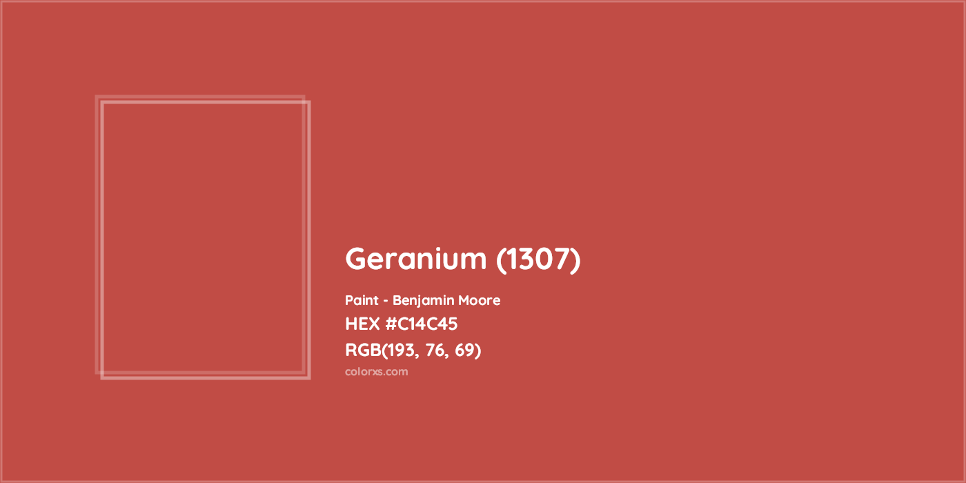 HEX #C14C45 Geranium (1307) Paint Benjamin Moore - Color Code