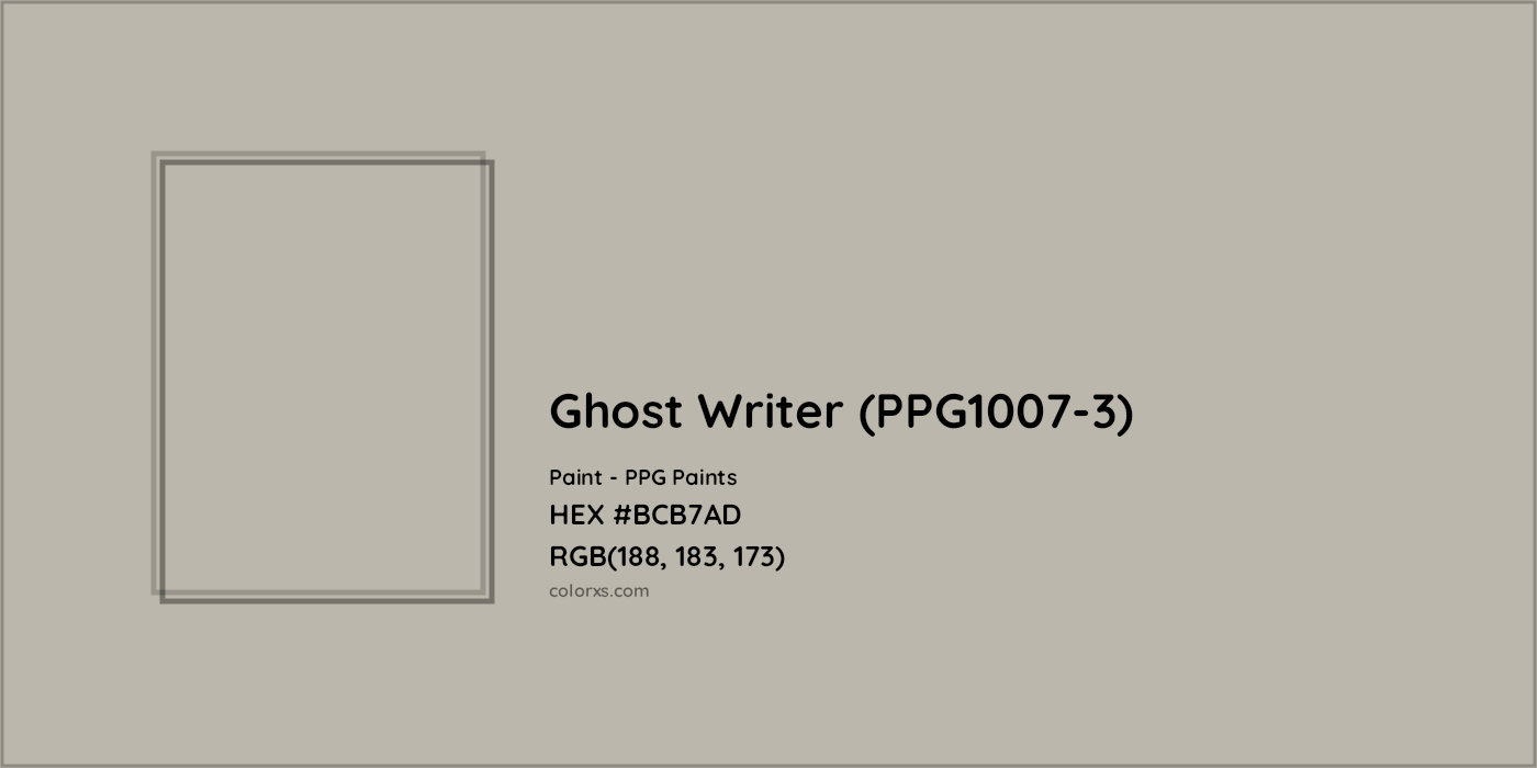 HEX #BCB7AD Ghost Writer (PPG1007-3) Paint PPG Paints - Color Code