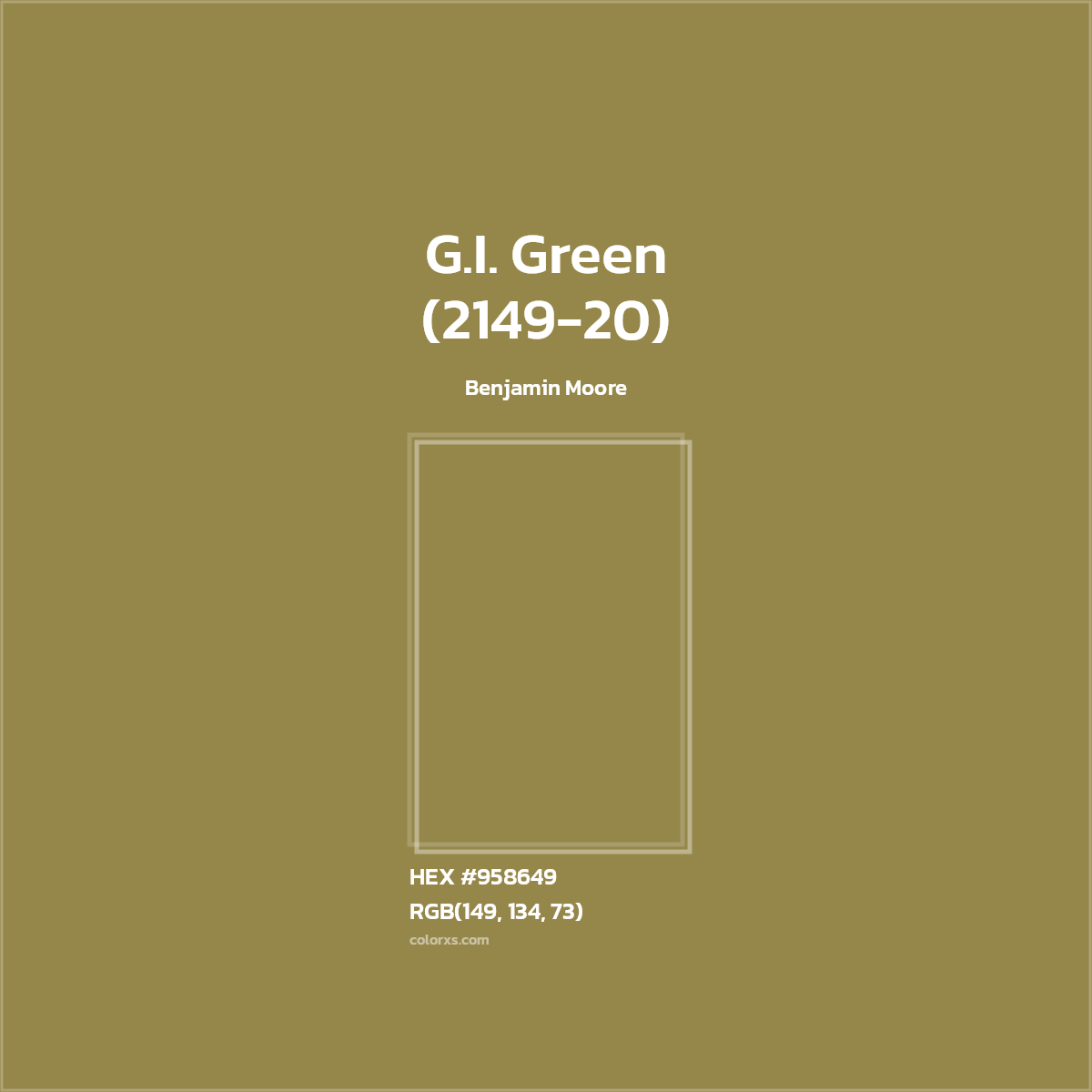HEX #958649 G.I. Green (2149-20) Paint Benjamin Moore - Color Code