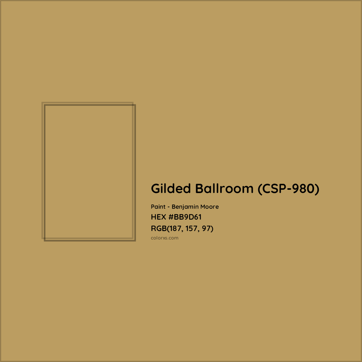 HEX #BB9D61 Gilded Ballroom (CSP-980) Paint Benjamin Moore - Color Code