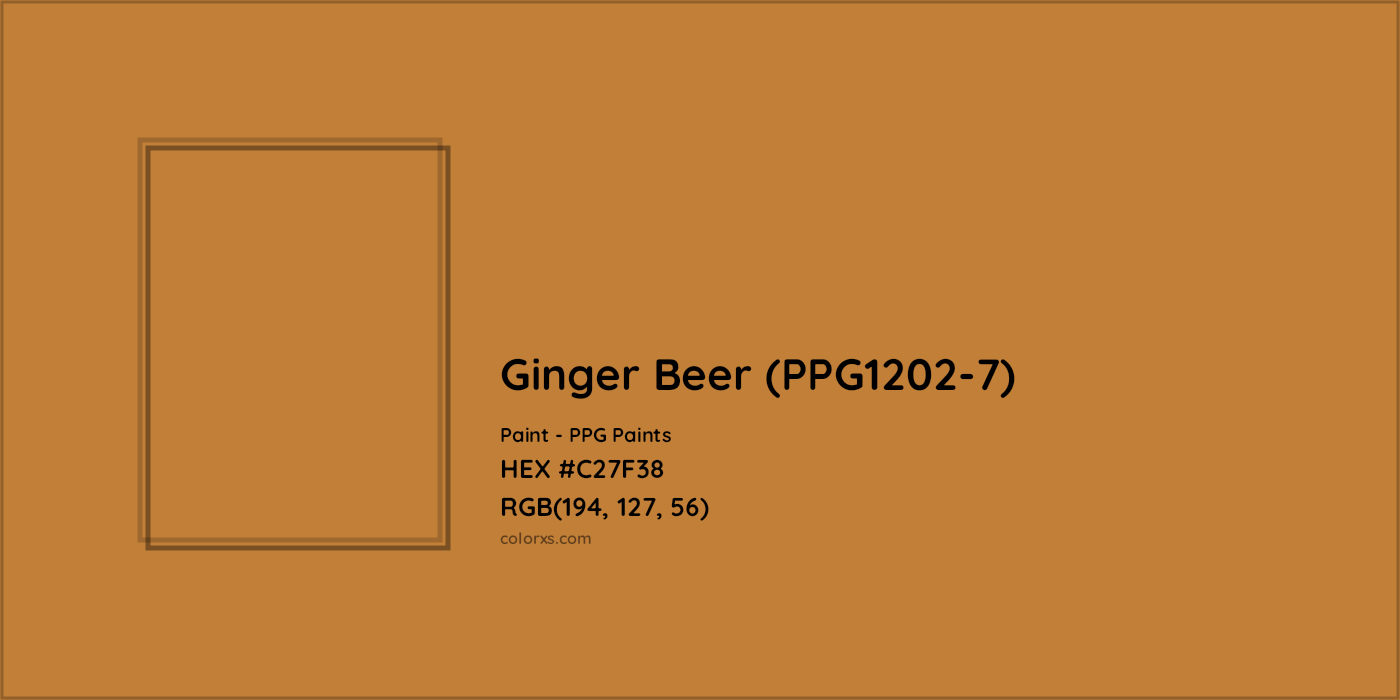 HEX #C27F38 Ginger Beer (PPG1202-7) Paint PPG Paints - Color Code
