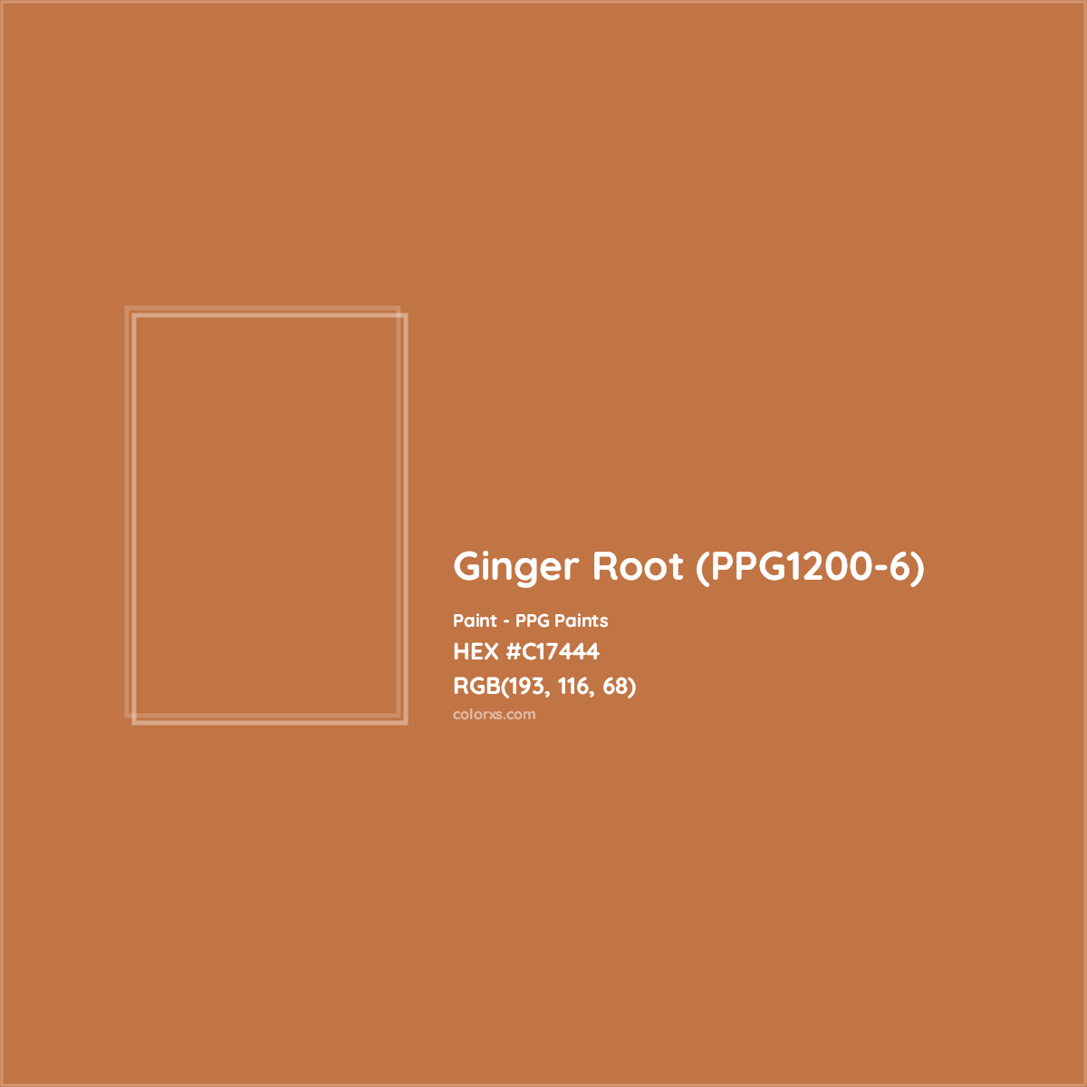 HEX #C17444 Ginger Root (PPG1200-6) Paint PPG Paints - Color Code