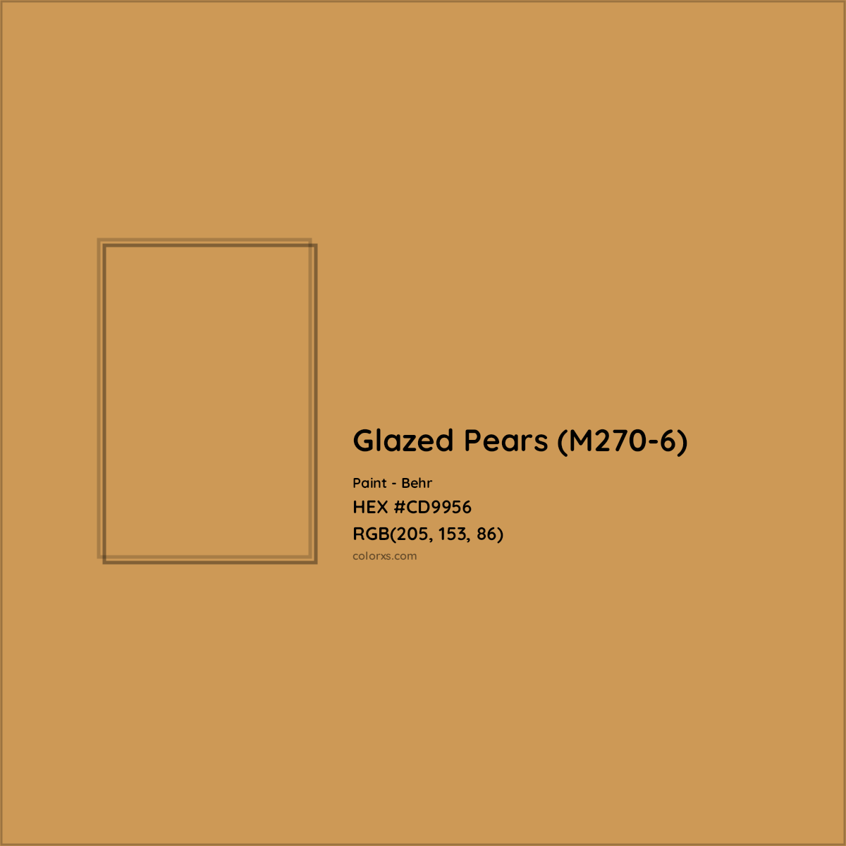 HEX #CD9956 Glazed Pears (M270-6) Paint Behr - Color Code