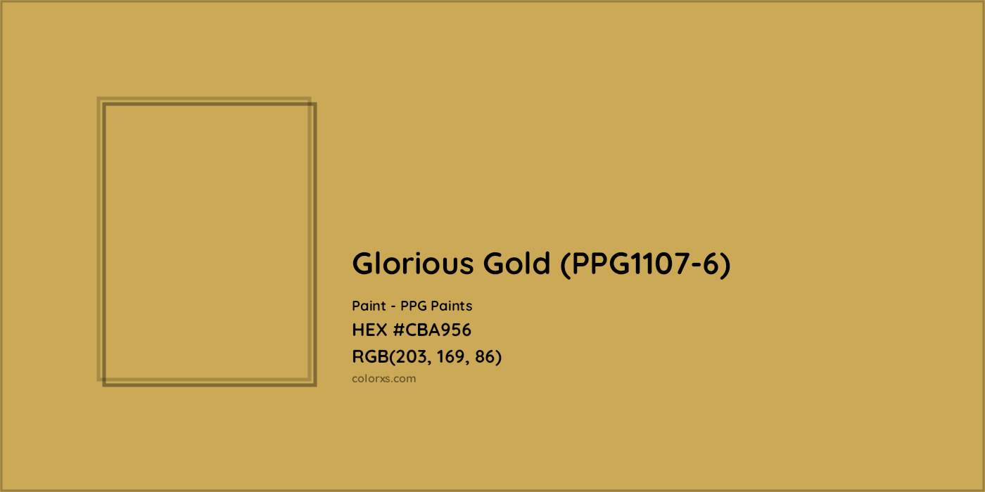 HEX #CBA956 Glorious Gold (PPG1107-6) Paint PPG Paints - Color Code