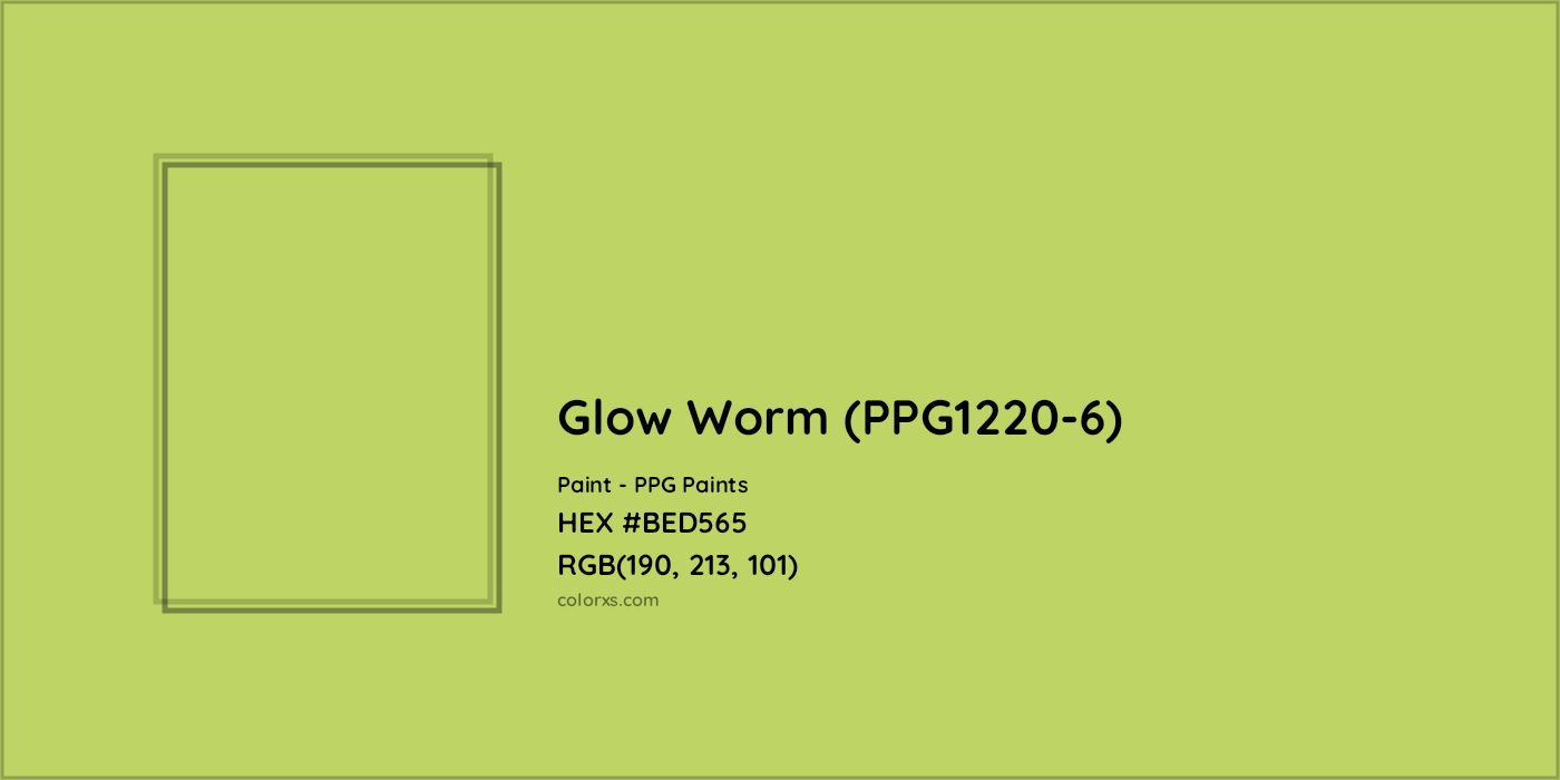 HEX #BED565 Glow Worm (PPG1220-6) Paint PPG Paints - Color Code