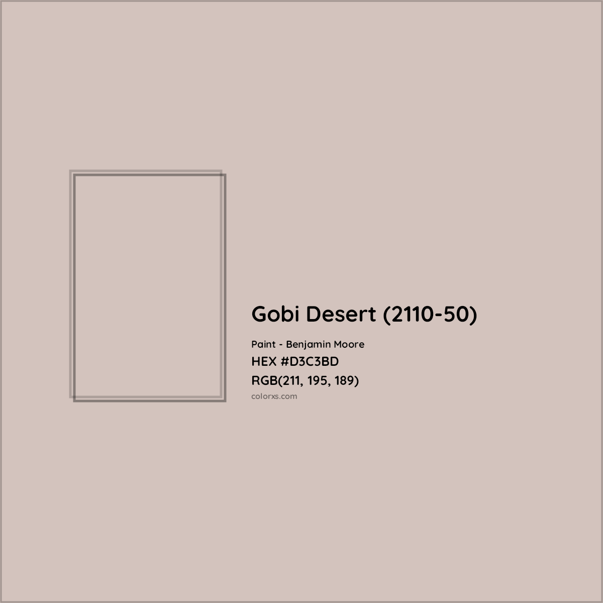 HEX #D3C3BD Gobi Desert (2110-50) Paint Benjamin Moore - Color Code
