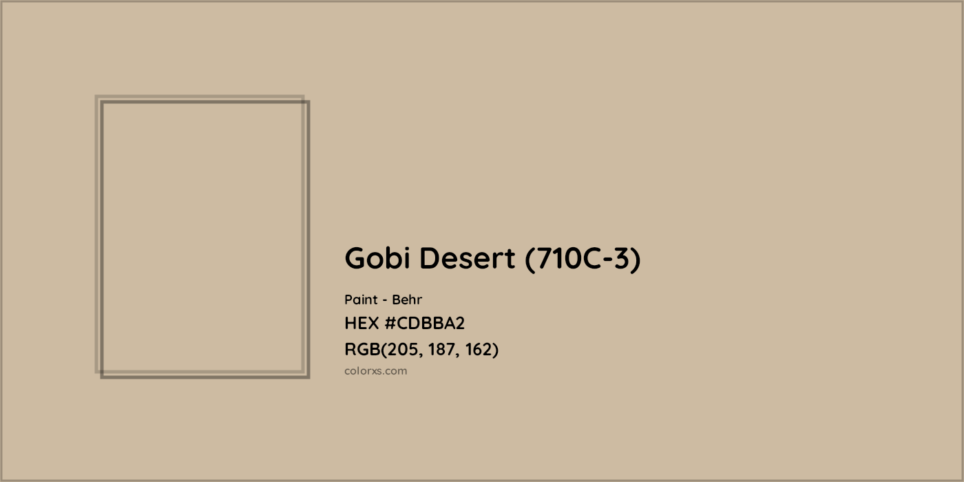HEX #CDBBA2 Gobi Desert (710C-3) Paint Behr - Color Code