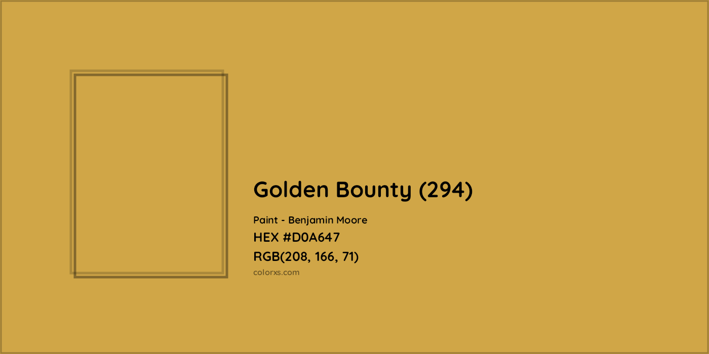 HEX #D0A647 Golden Bounty (294) Paint Benjamin Moore - Color Code