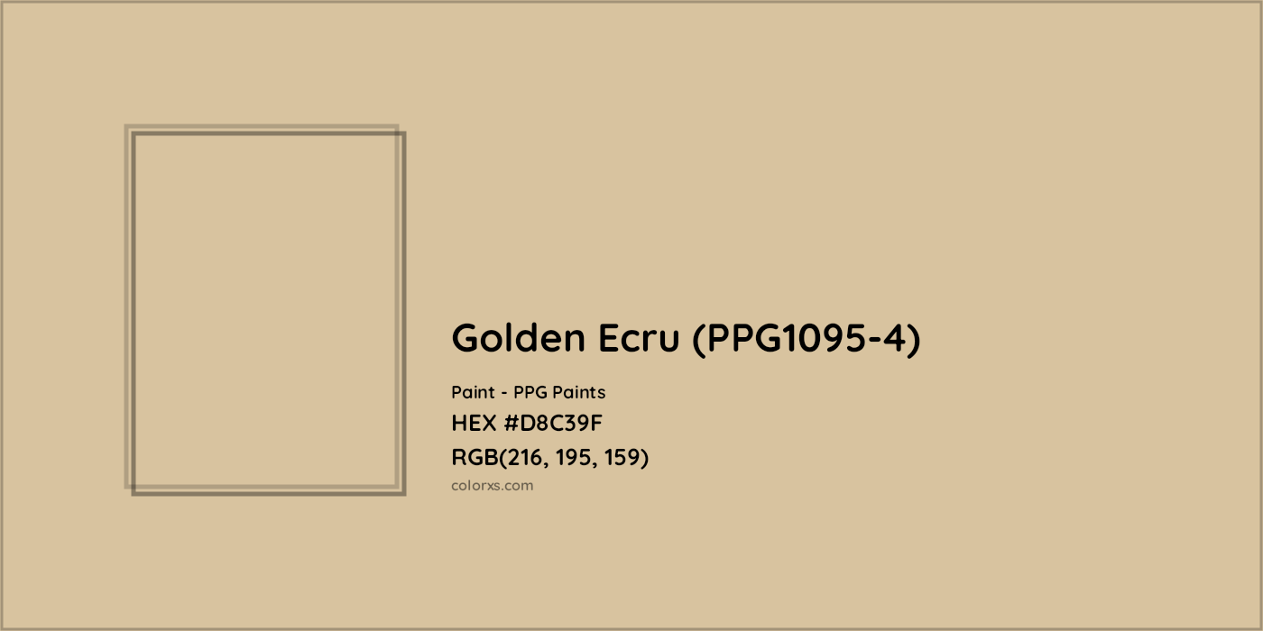 HEX #D8C39F Golden Ecru (PPG1095-4) Paint PPG Paints - Color Code