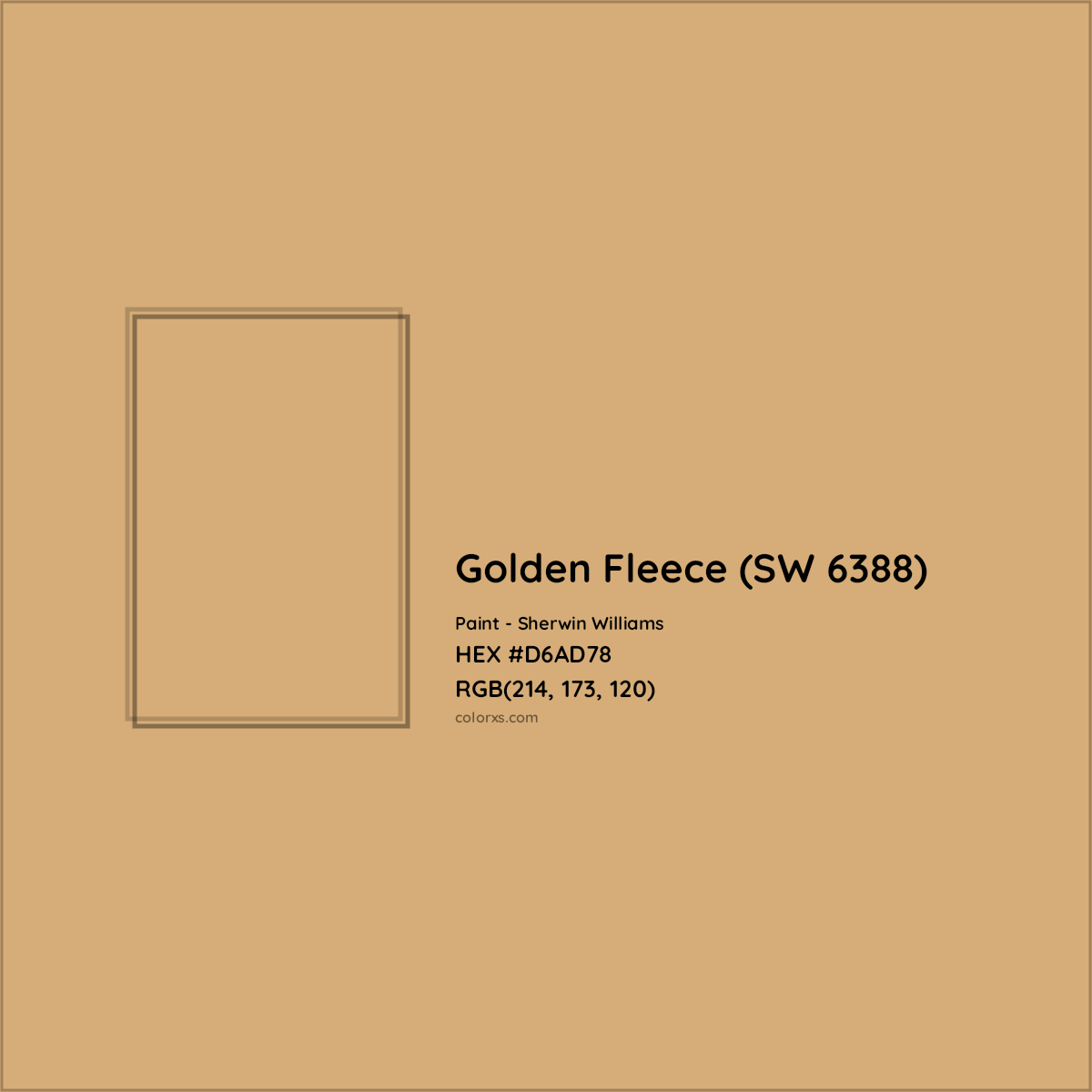 HEX #D6AD78 Golden Fleece (SW 6388) Paint Sherwin Williams - Color Code