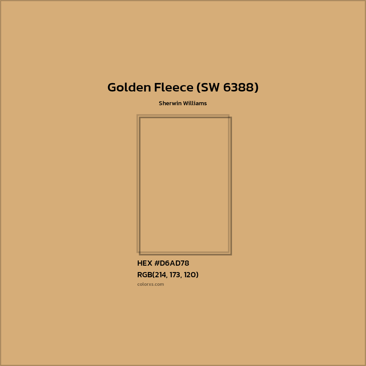 HEX #D6AD78 Golden Fleece (SW 6388) Paint Sherwin Williams - Color Code