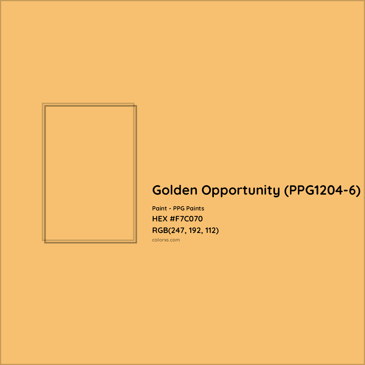 HEX #F7C070 Golden Opportunity (PPG1204-6) Paint PPG Paints - Color Code