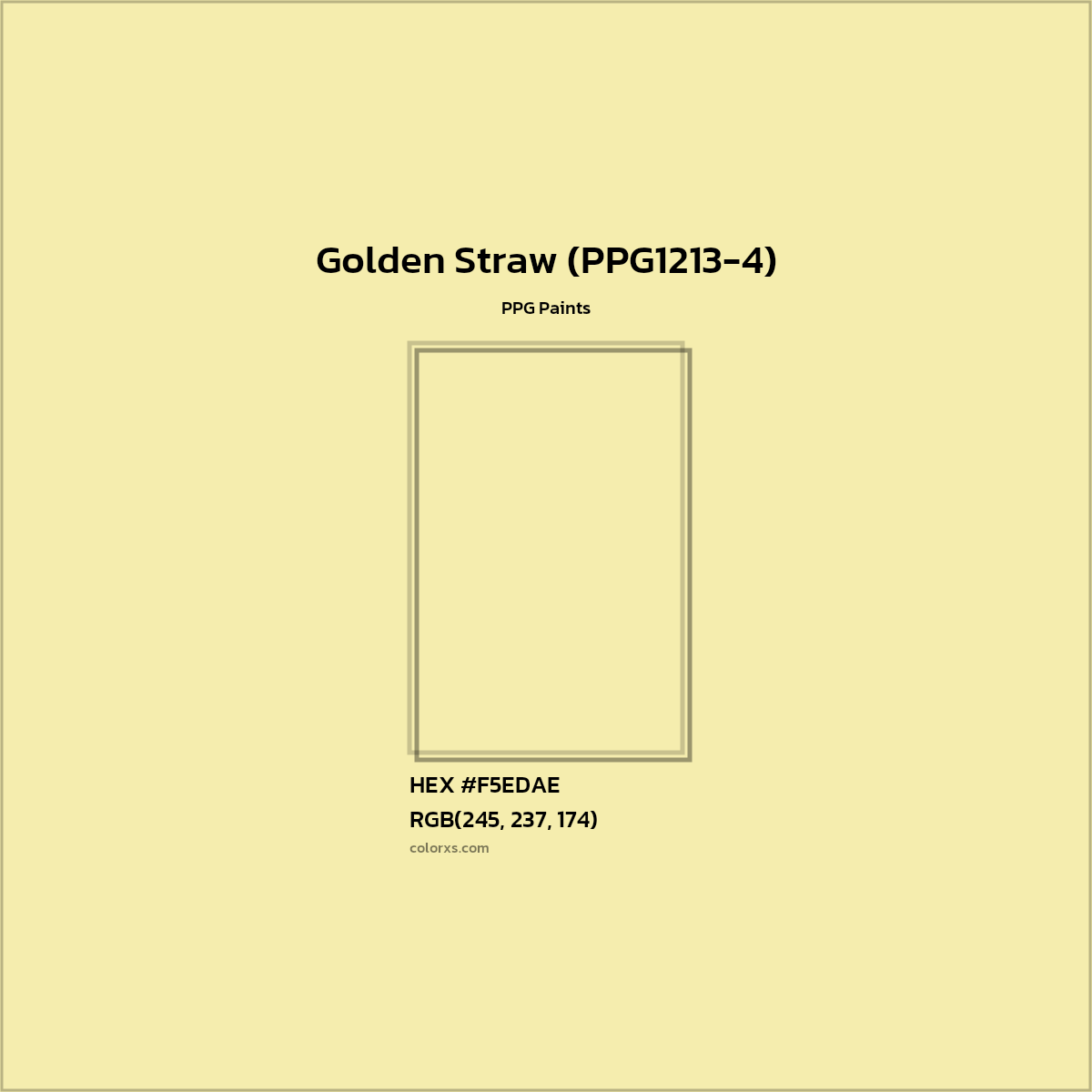 HEX #F5EDAE Golden Straw (PPG1213-4) Paint PPG Paints - Color Code