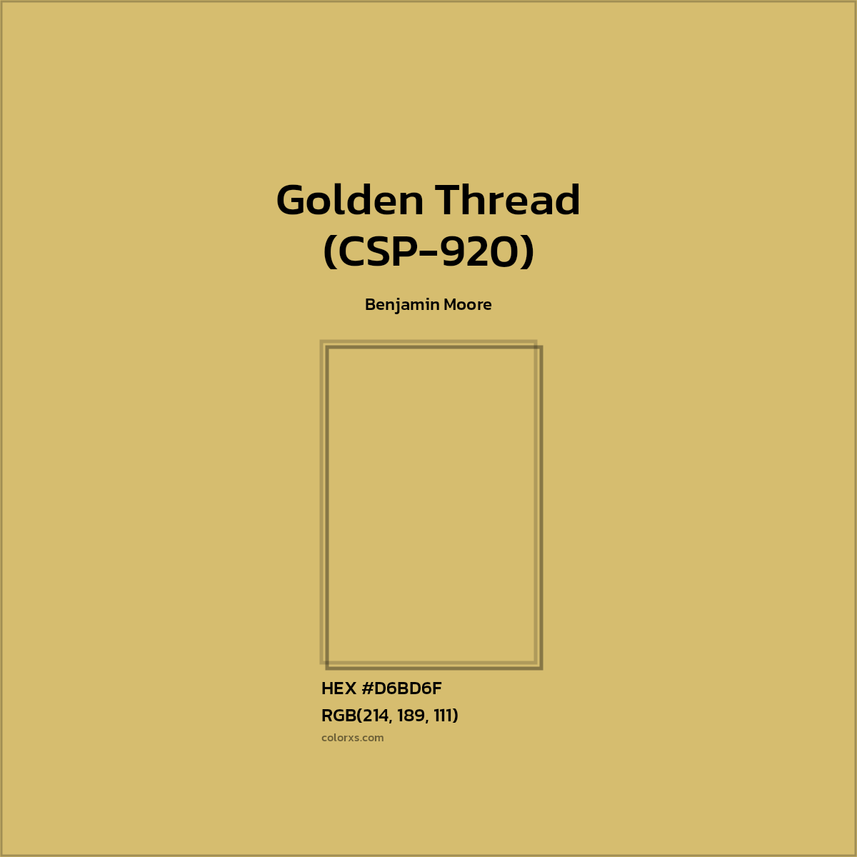 HEX #D6BD6F Golden Thread (CSP-920) Paint Benjamin Moore - Color Code