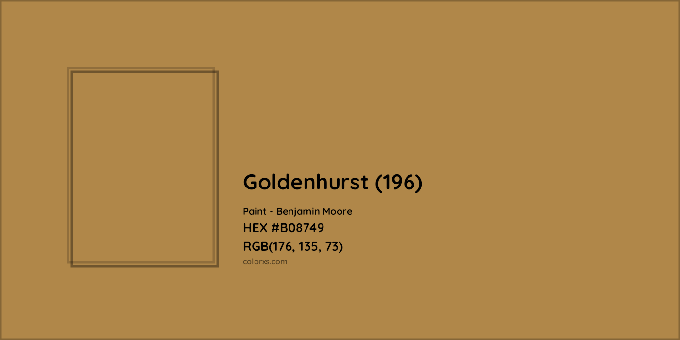 HEX #B08749 Goldenhurst (196) Paint Benjamin Moore - Color Code