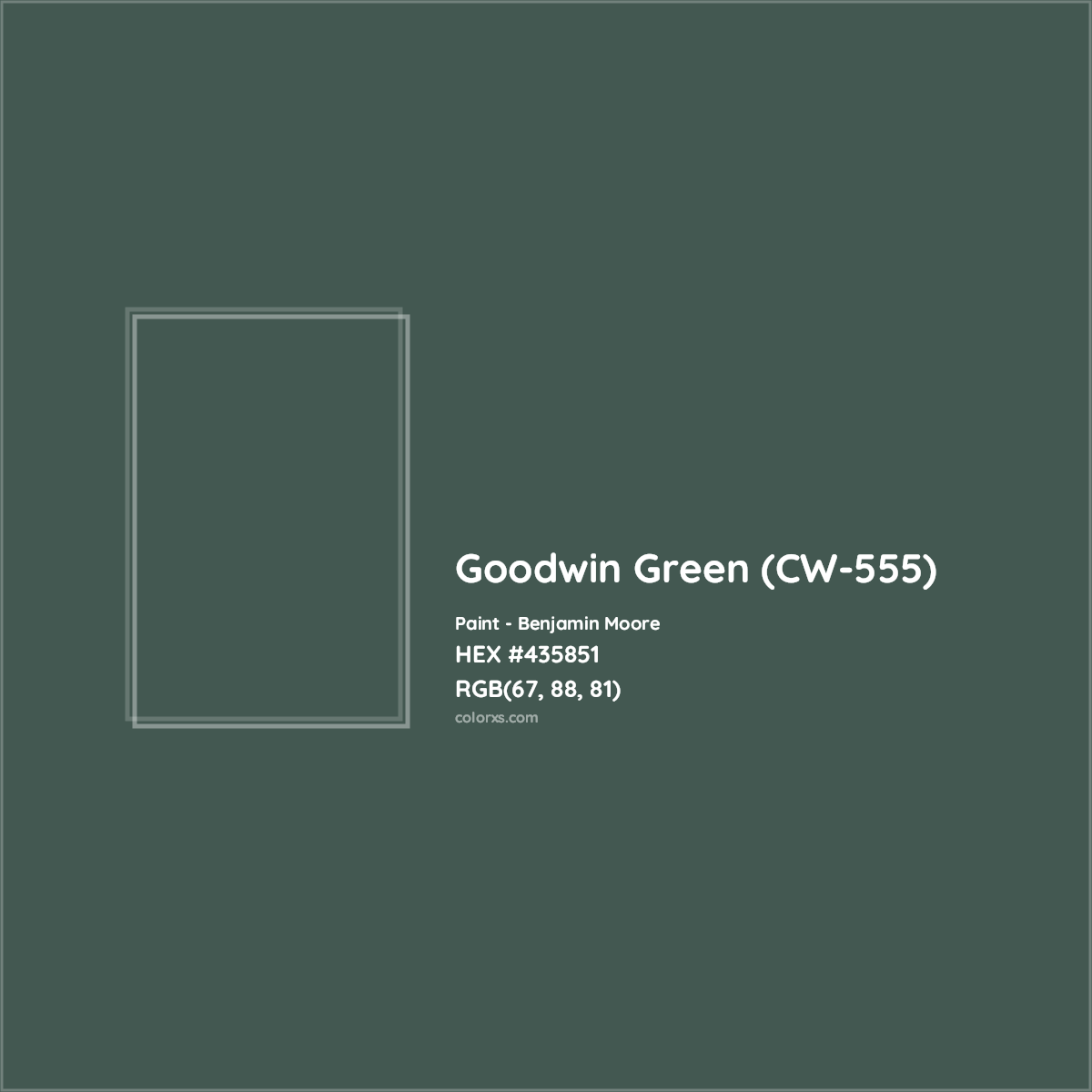 HEX #435851 Goodwin Green (CW-555) Paint Benjamin Moore - Color Code