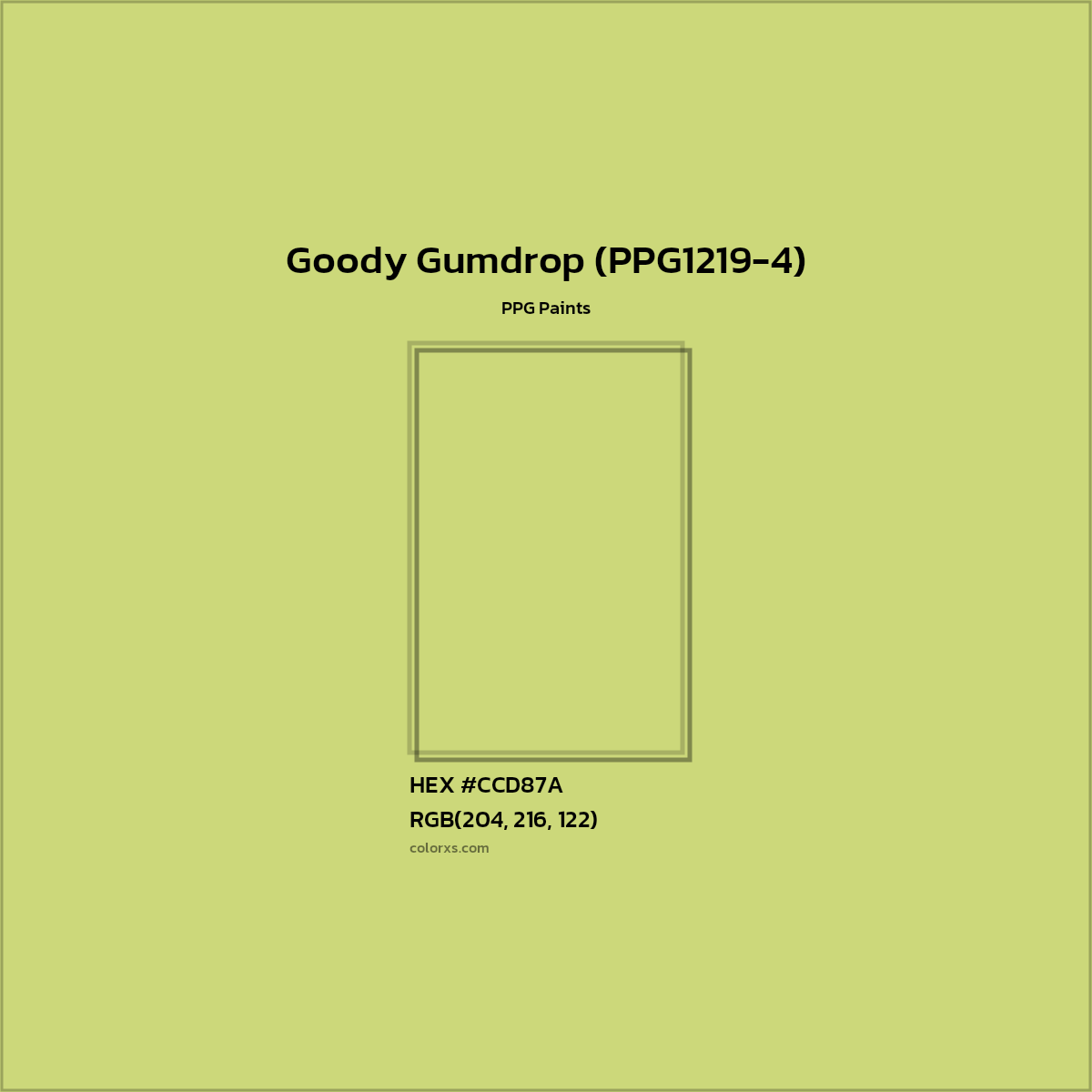 HEX #CCD87A Goody Gumdrop (PPG1219-4) Paint PPG Paints - Color Code