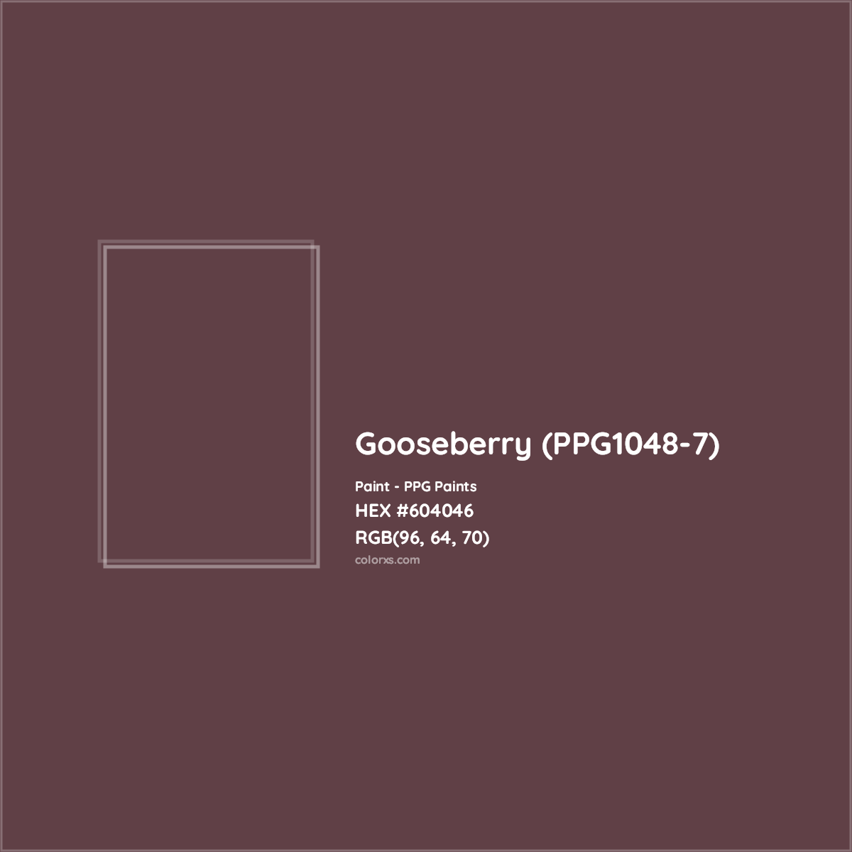 HEX #604046 Gooseberry (PPG1048-7) Paint PPG Paints - Color Code