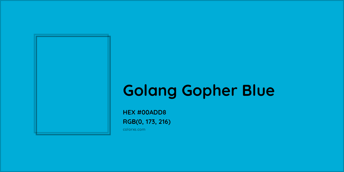 HEX #00ADD8 Golang Gopher Blue Other Brand - Color Code