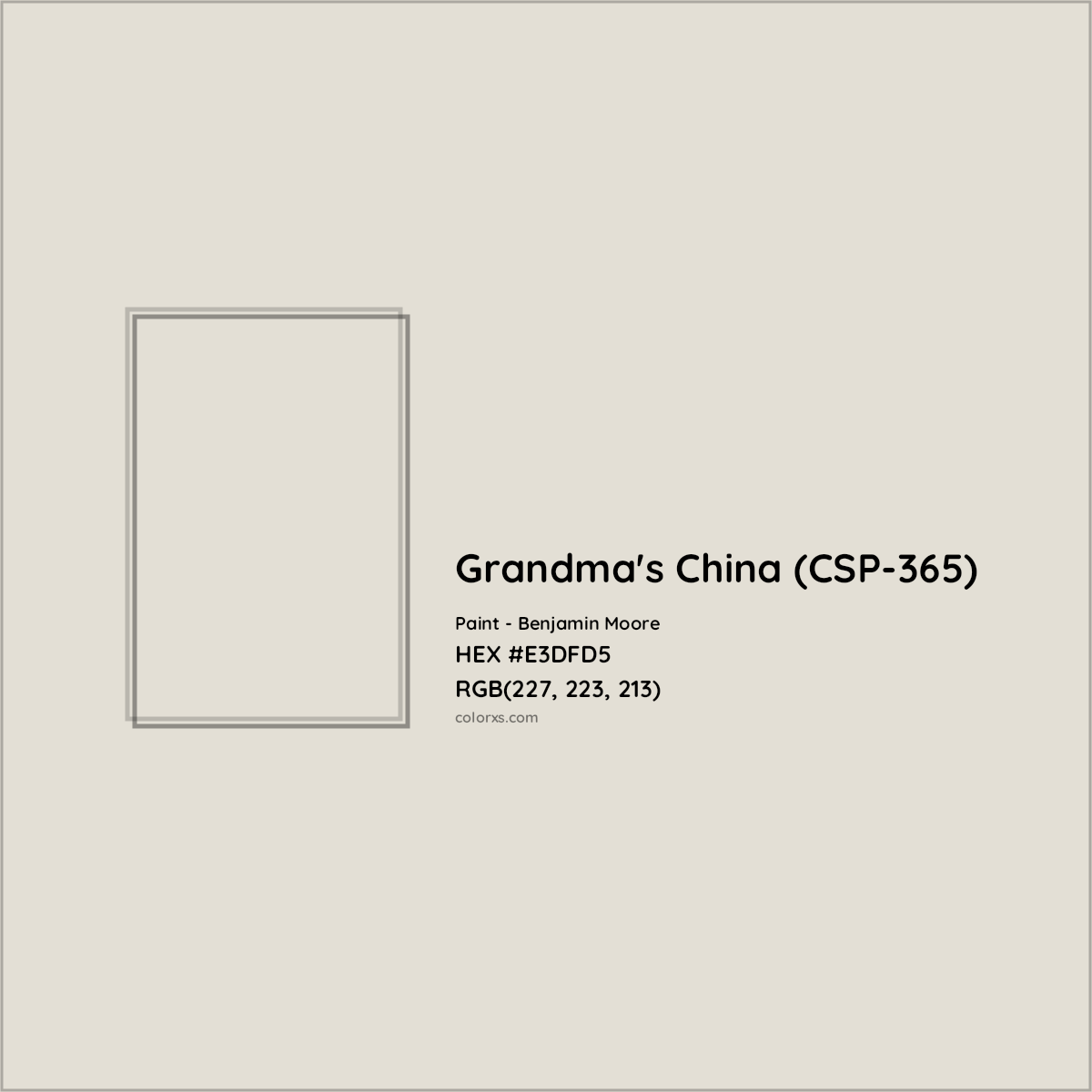 HEX #E3DFD5 Grandma's China (CSP-365) Paint Benjamin Moore - Color Code