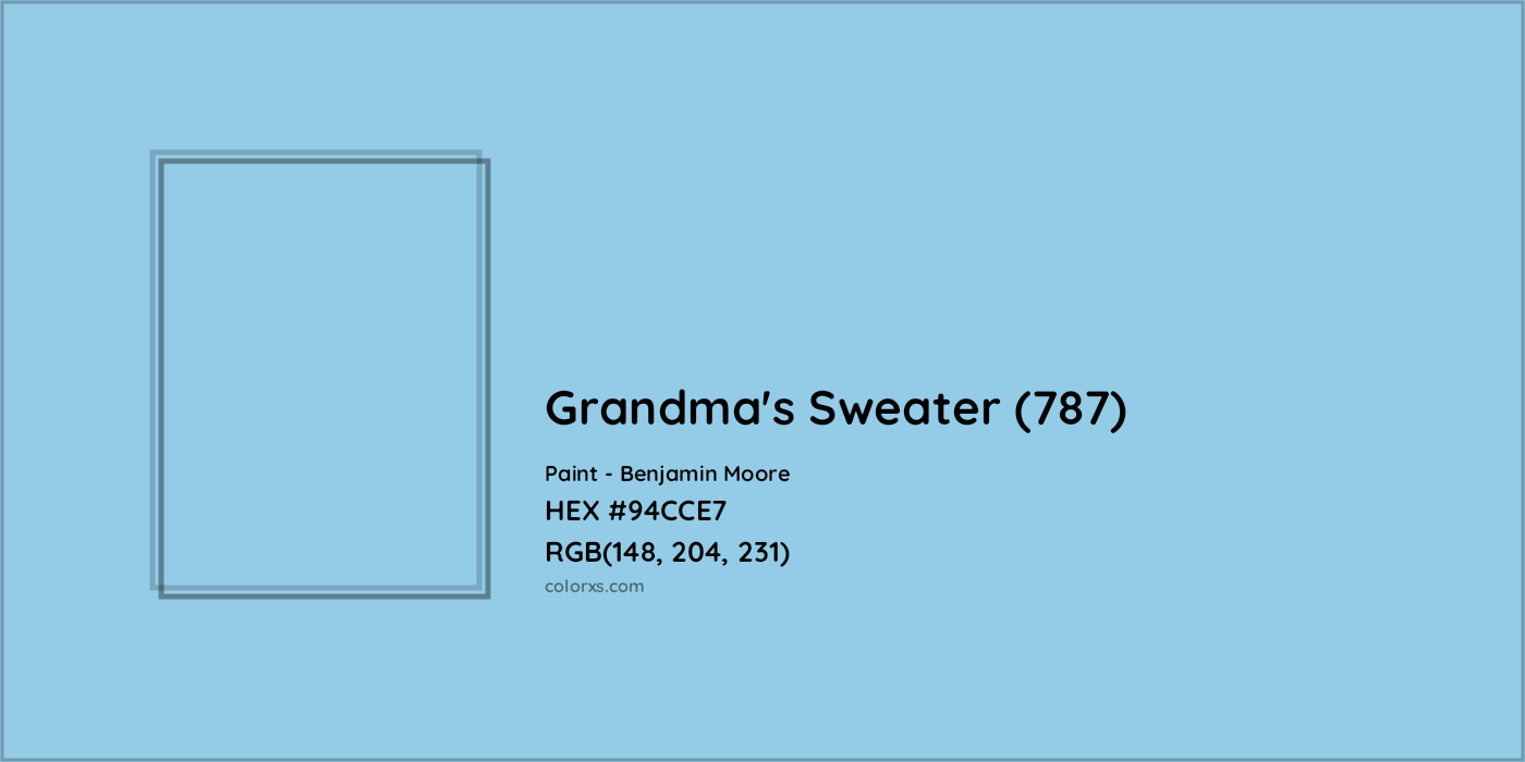 HEX #94CCE7 Grandma's Sweater (787) Paint Benjamin Moore - Color Code