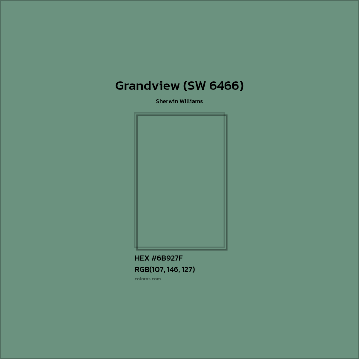 HEX #6B927F Grandview (SW 6466) Paint Sherwin Williams - Color Code