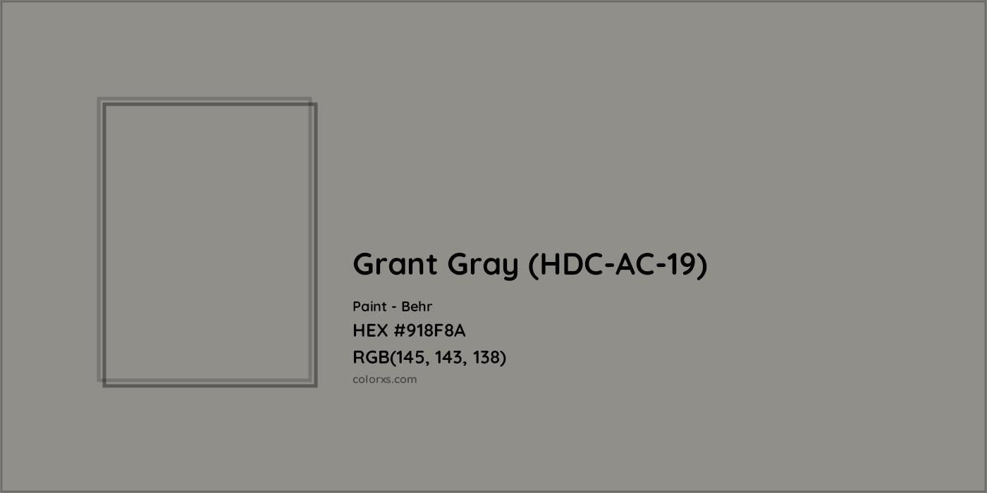 HEX #918F8A Grant Gray (HDC-AC-19) Paint Behr - Color Code