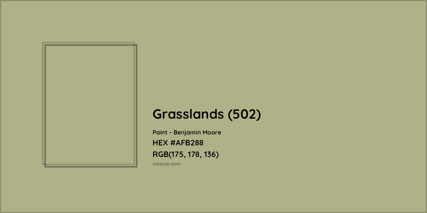 HEX #AFB288 Grasslands (502) Paint Benjamin Moore - Color Code